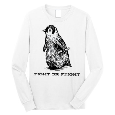 Fight Or Flight Funny Penguin Pun Fight Or Flight Meme Long Sleeve Shirt