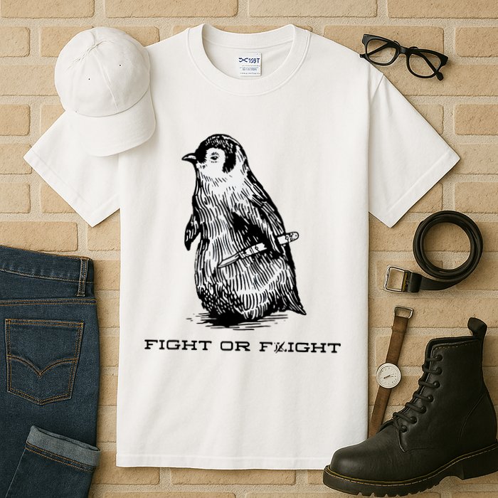 Fight Or Flight Funny Penguin Pun Fight Or Flight Meme Tall T-Shirt