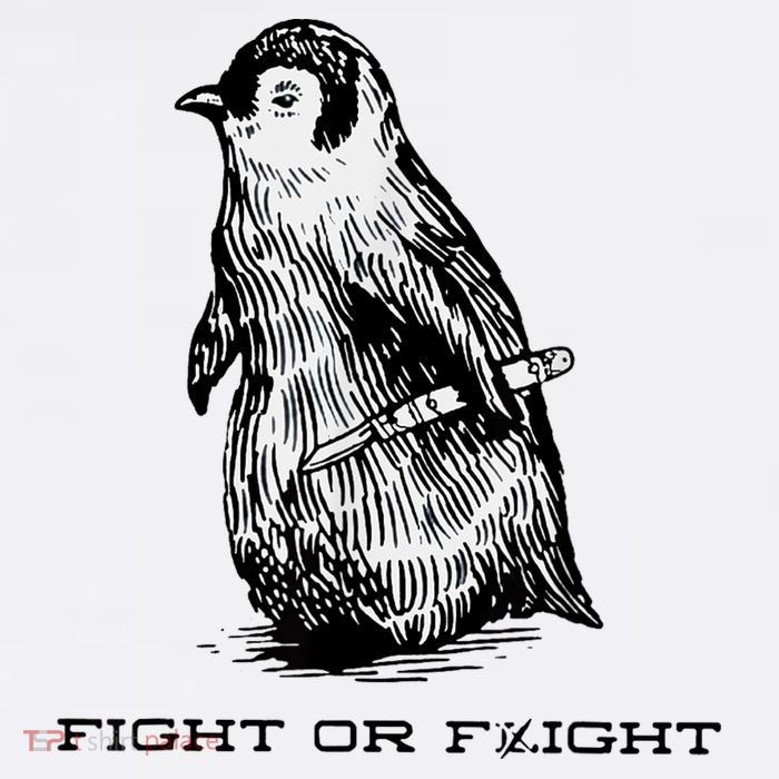 Fight Or Flight Funny Penguin Pun Fight Or Flight Meme Sustainable Bucket Hat