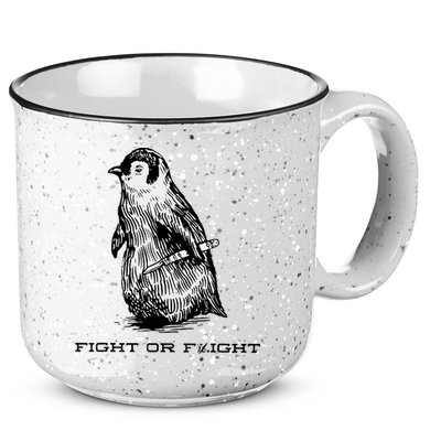 Fight Or Flight Funny Penguin Pun Fight Or Flight Meme 15oz Campfire Ceramic Mug