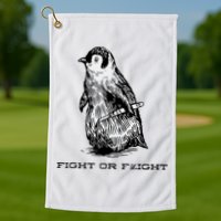 Fight Or Flight Funny Penguin Pun Fight Or Flight Meme Golf Towel