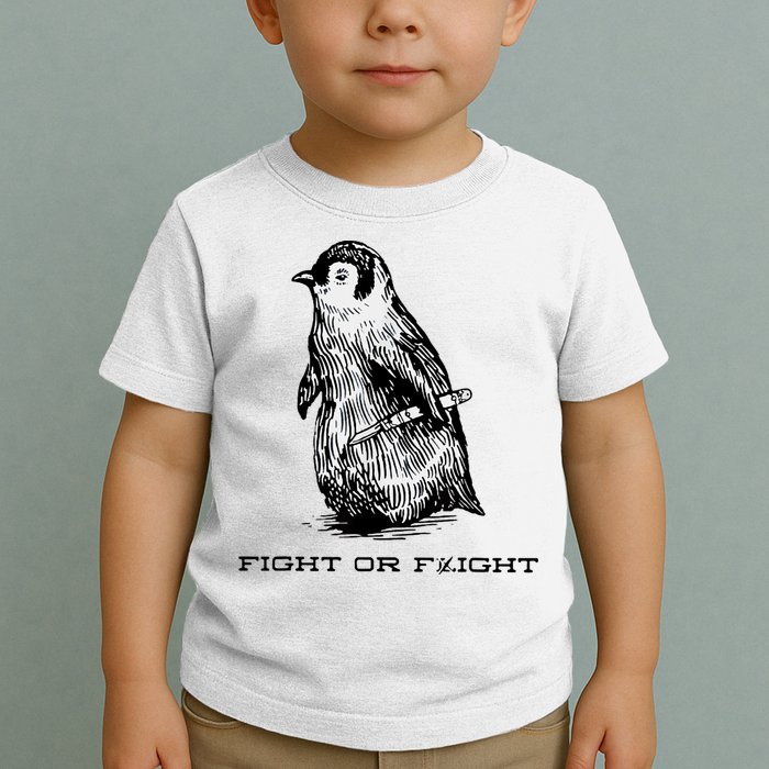 Fight Or Flight Funny Penguin Pun Fight Or Flight Meme Toddler T-Shirt