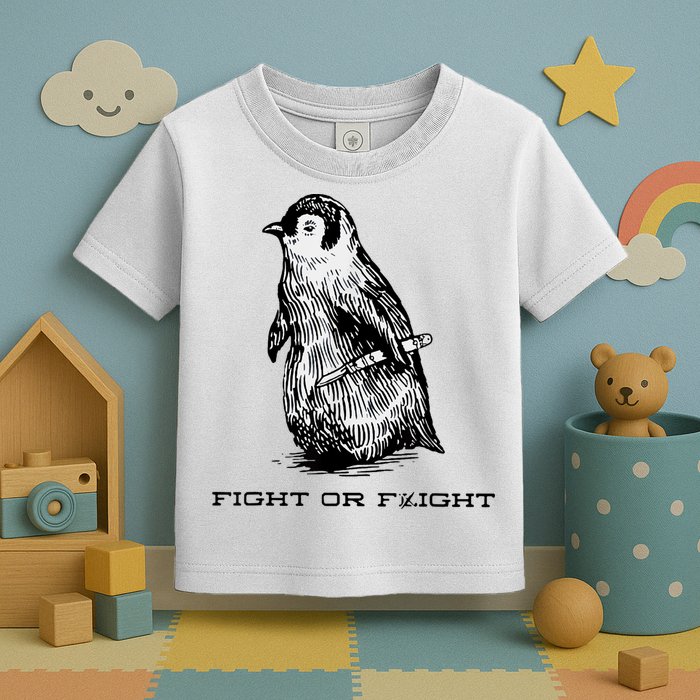 Fight Or Flight Funny Penguin Pun Fight Or Flight Meme Toddler T-Shirt