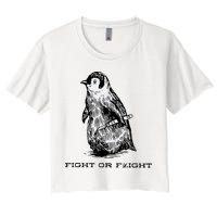 Fight Or Flight Funny Penguin Pun Fight Or Flight Meme Women's Crop Top Tee
