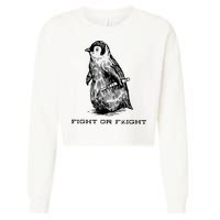 Fight Or Flight Funny Penguin Pun Fight Or Flight Meme Cropped Pullover Crew