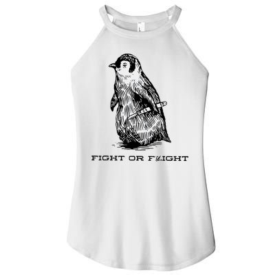 Fight Or Flight Funny Penguin Pun Fight Or Flight Meme Women's Perfect Tri Rocker Tank