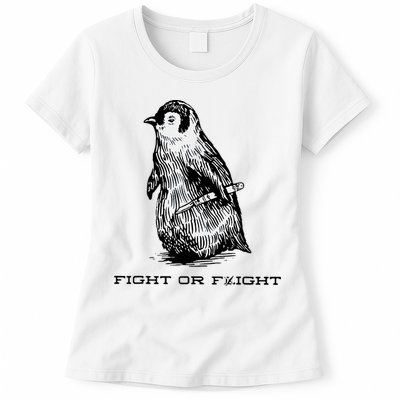 Fight Or Flight Funny Penguin Pun Fight Or Flight Meme Womens T-Shirt