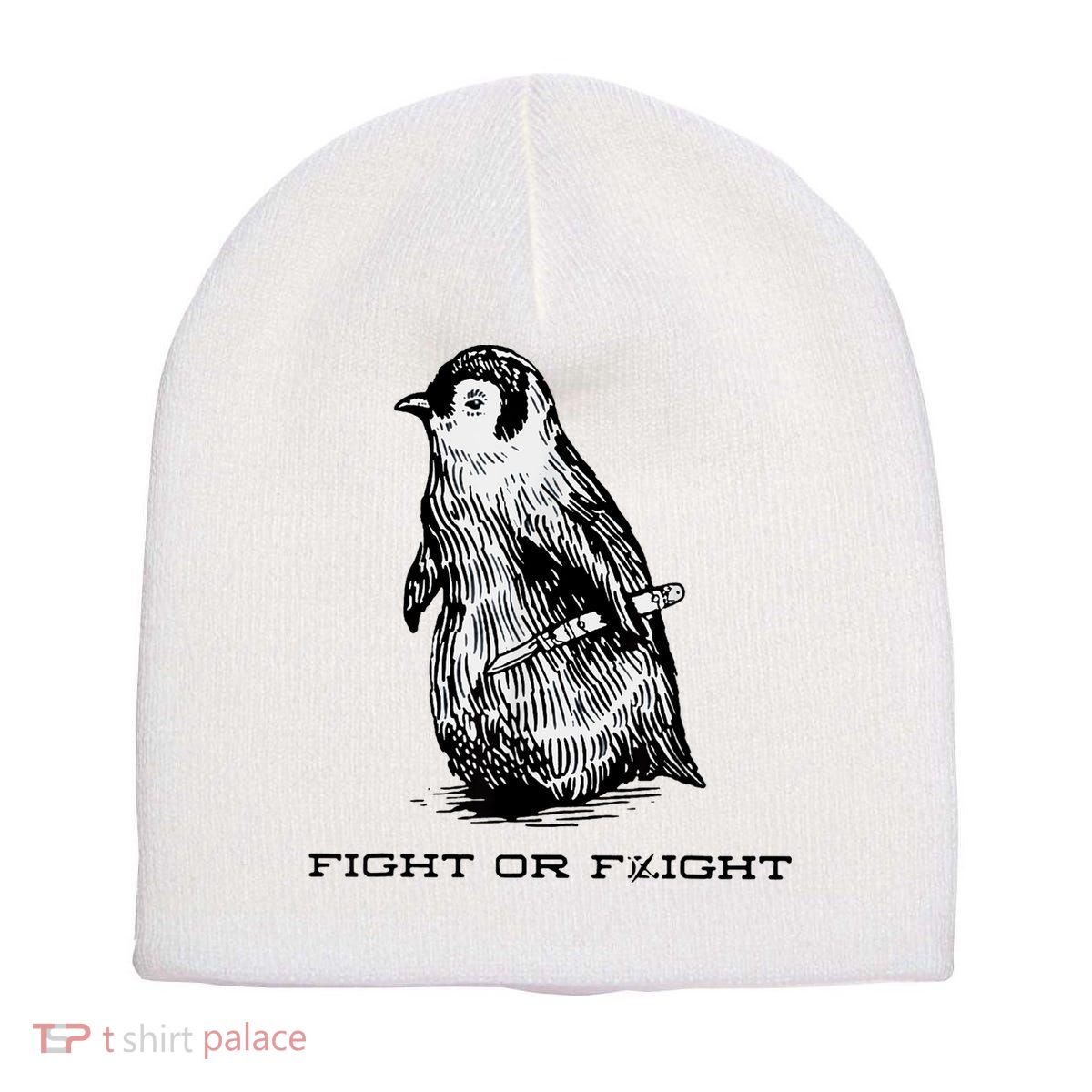 Fight Or Flight Funny Penguin Pun Fight Or Flight Meme Short Acrylic Beanie
