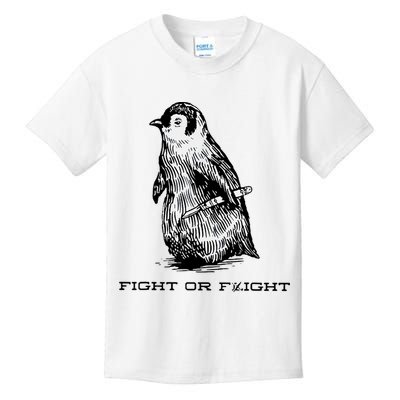 Fight Or Flight Funny Penguin Pun Fight Or Flight Meme Kids T-Shirt