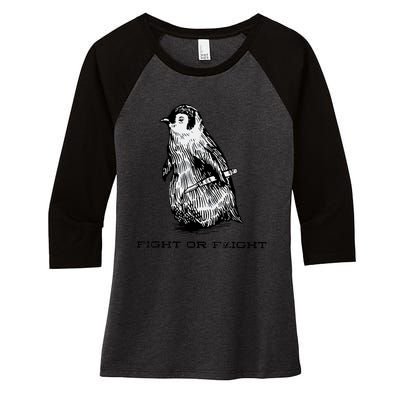 Fight Or Flight Funny Penguin Pun Fight Or Flight Meme Women's Tri-Blend 3/4-Sleeve Raglan Shirt