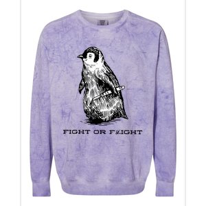 Fight Or Flight Funny Penguin Pun Fight Or Flight Meme Colorblast Crewneck Sweatshirt