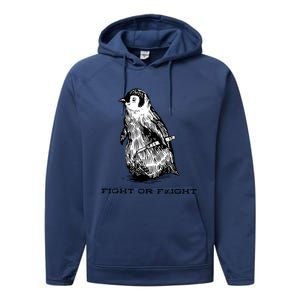 Fight Or Flight Funny Penguin Pun Fight Or Flight Meme Performance Fleece Hoodie