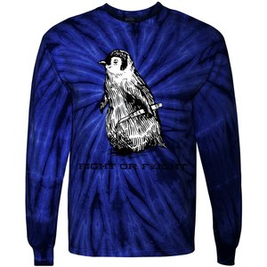 Fight Or Flight Funny Penguin Pun Fight Or Flight Meme Tie-Dye Long Sleeve Shirt