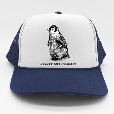 Fight Or Flight Funny Penguin Pun Fight Or Flight Meme Trucker Hat