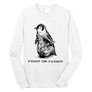 Fight Or Flight Funny Penguin Pun Fight Or Flight Meme Long Sleeve Shirt