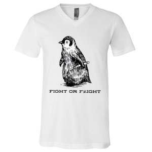 Fight Or Flight Funny Penguin Pun Fight Or Flight Meme V-Neck T-Shirt