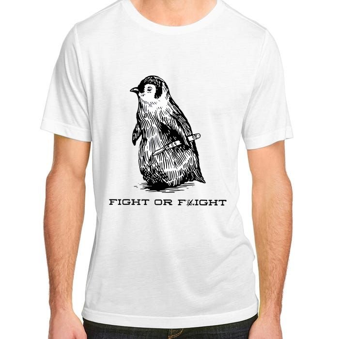 Fight Or Flight Funny Penguin Pun Fight Or Flight Meme Adult ChromaSoft Performance T-Shirt