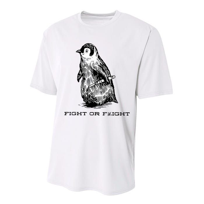 Fight Or Flight Funny Penguin Pun Fight Or Flight Meme Performance Sprint T-Shirt