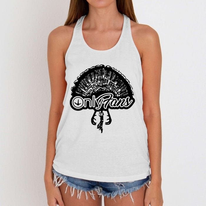 Funny Only Fans Turkey Hunting Women's Knotted Racerback Tank