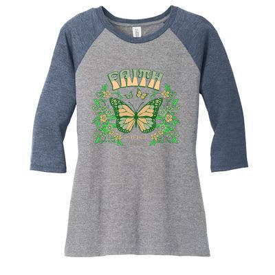 Faith Over Fear Christian Motivational Women's Tri-Blend 3/4-Sleeve Raglan Shirt