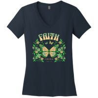 Faith Over Fear Christian Motivational Women's V-Neck T-Shirt