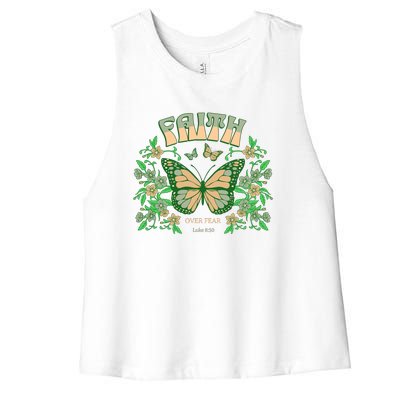 Faith Over Fear Christian Motivational Women's Racerback Cropped Tank