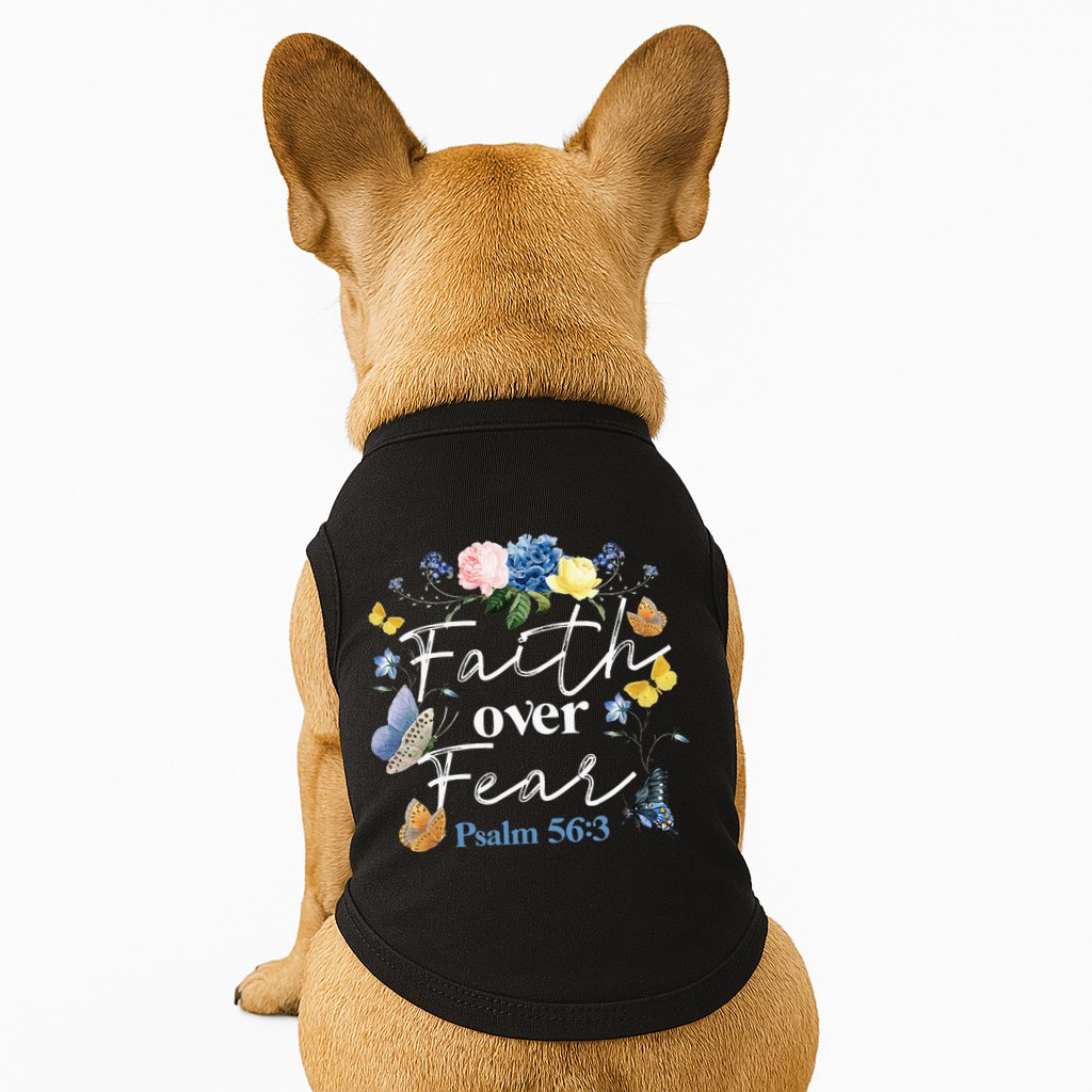 Faith Over Fear Flower Butterfly Christian Bible Verse Doggie Tank