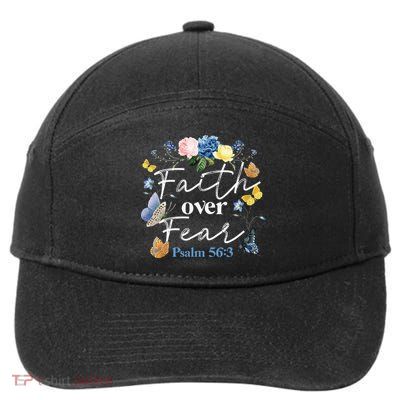 Faith Over Fear Flower Butterfly Christian Bible Verse 7-Panel Snapback Hat