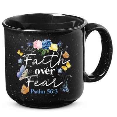 Faith Over Fear Flower Butterfly Christian Bible Verse 15oz Campfire Ceramic Mug