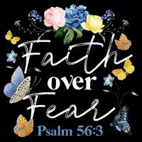 Faith Over Fear Flower Butterfly Christian Bible Verse Drawstring Bag