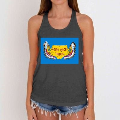 Flag Of Fort Peck Tribes Indian Reservation Women's Knotted Racerback Tank