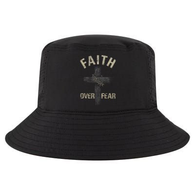 Faith Over Fears Christian Cross American Cool Comfort Performance Bucket Hat