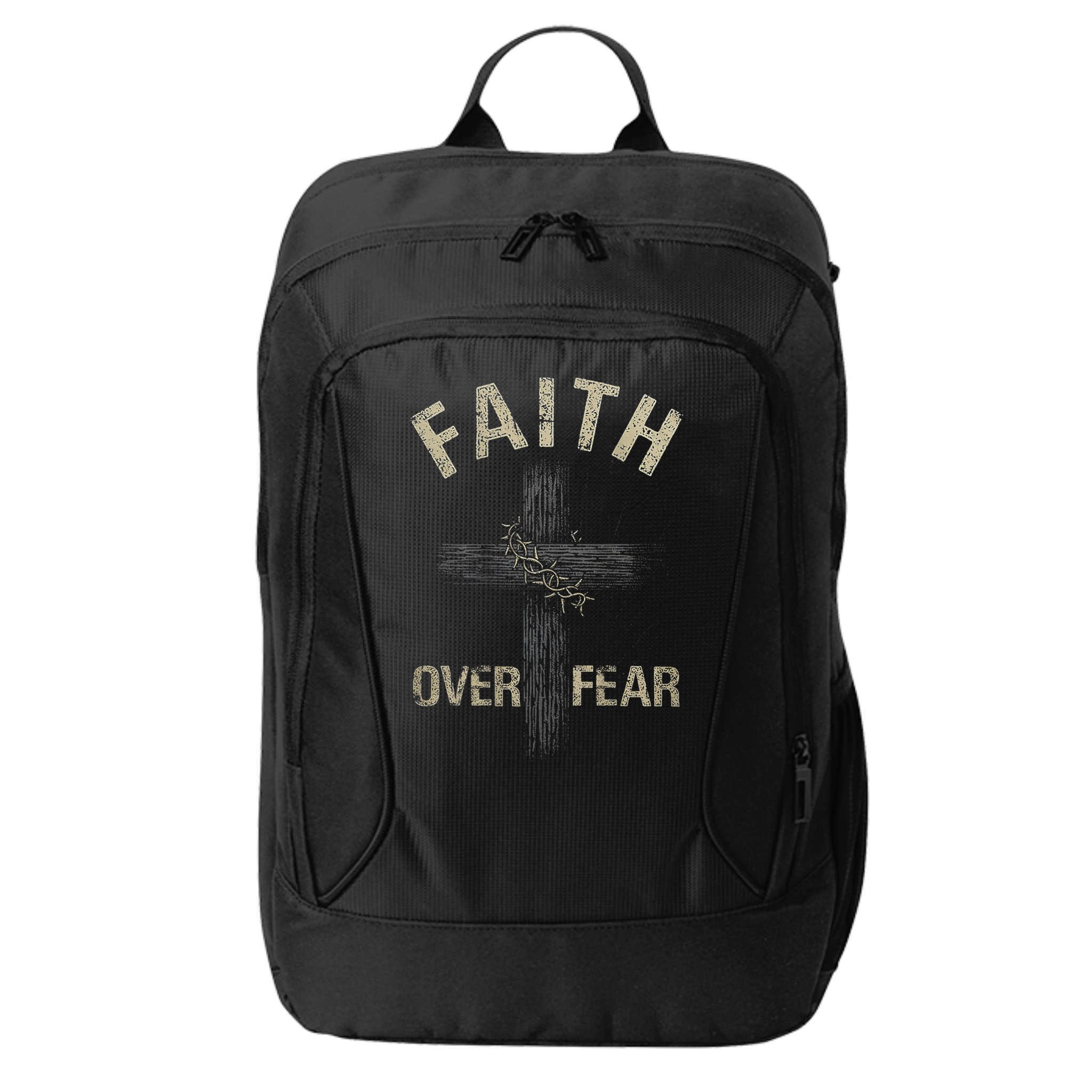 Faith Over Fears Christian Cross American City Backpack