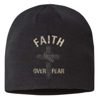 Faith Over Fears Christian Cross American Sustainable Beanie