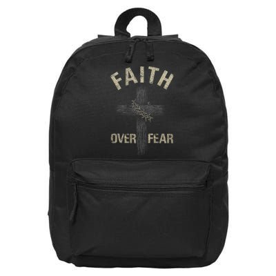 Faith Over Fears Christian Cross American 16 in Basic Backpack