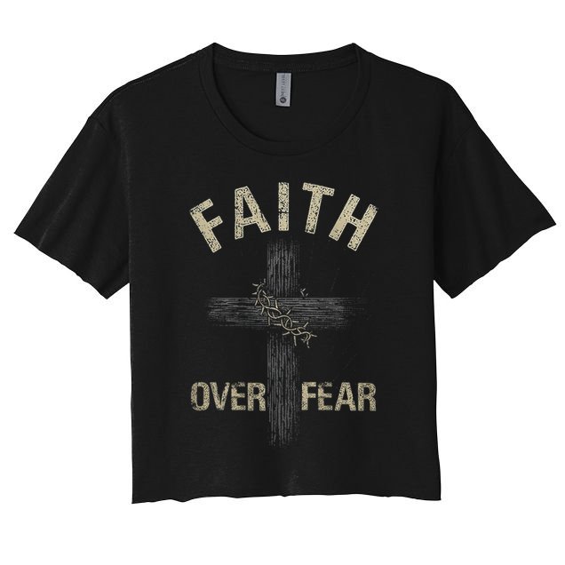 Faith Over Fears Christian Cross American Crop Top