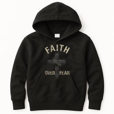 Faith Over Fears Christian Cross American Kids Hoodie