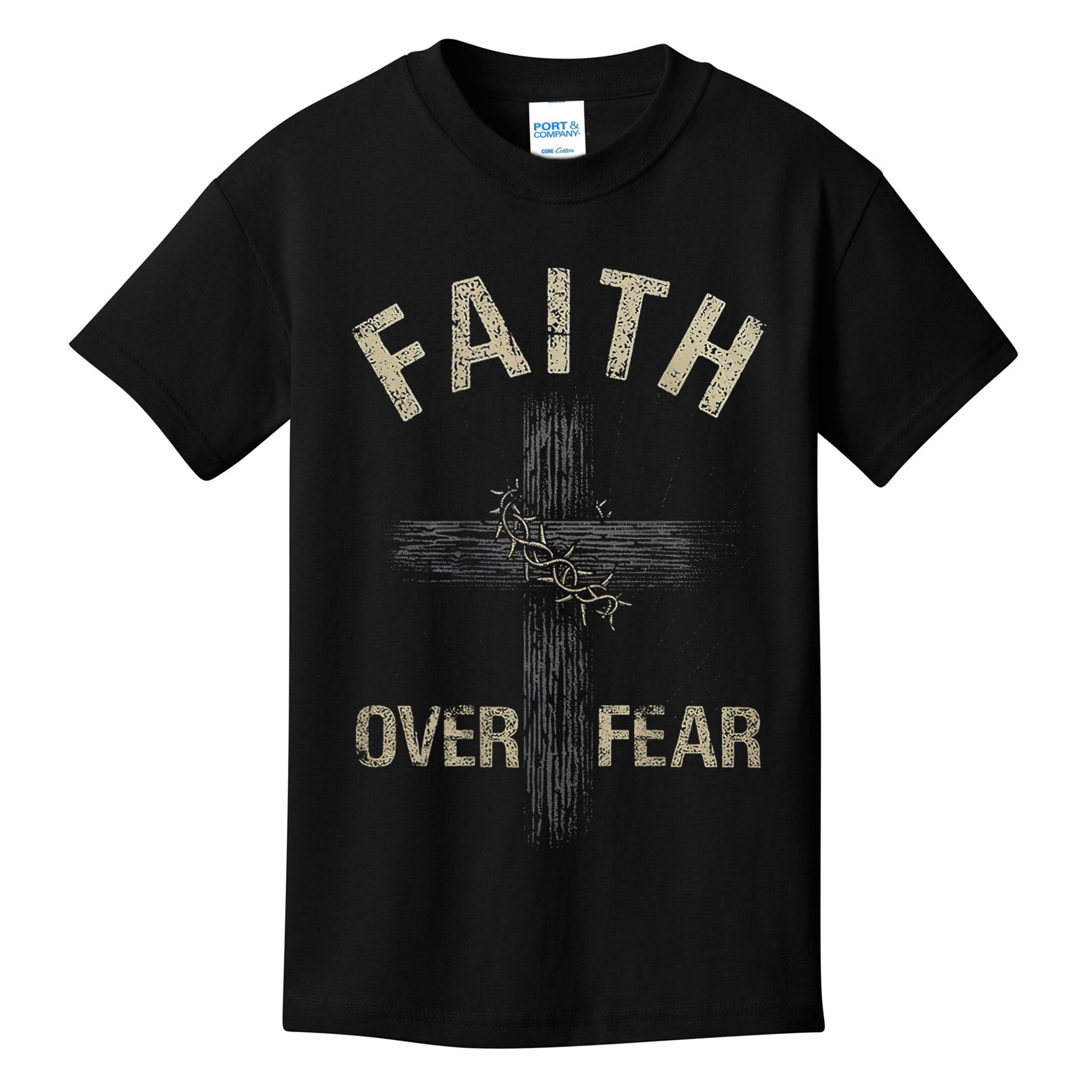 Faith Over Fears Christian Cross American Kids T-Shirt