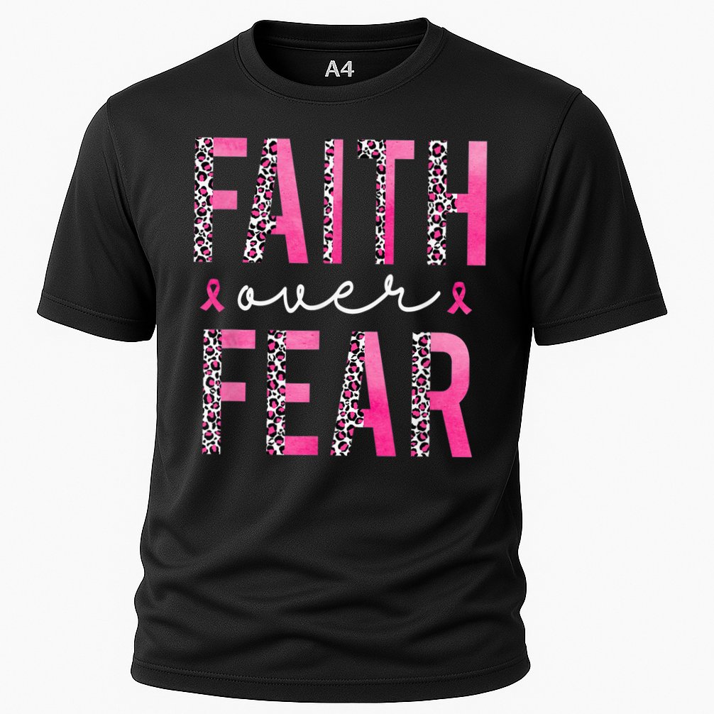 Faith Over Fear Pink Ribbon Breast Cancer Awareness Women Cooling Performance Crew T-Shirt