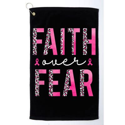 Faith Over Fear Pink Ribbon Breast Cancer Awareness Women Golf Towel