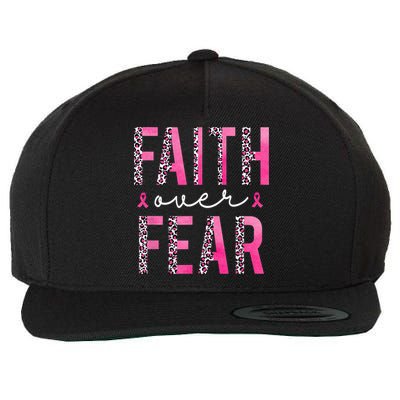 Faith Over Fear Pink Ribbon Breast Cancer Awareness Women Wool Snapback Cap