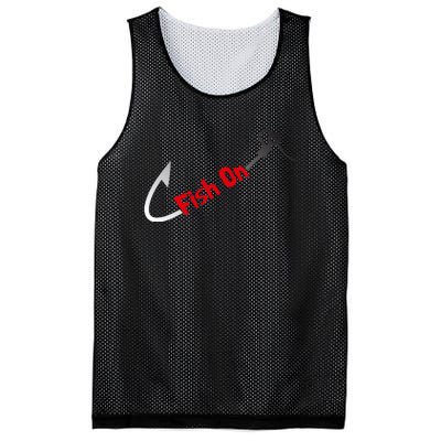 Fish On Fisherman Bass Fish Fishing Hook Joke Funny Quote Mesh Reversible Basketball Jersey Tank