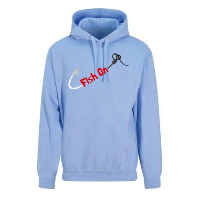 Fish On Fisherman Bass Fish Fishing Hook Joke Funny Quote Unisex Surf Hoodie