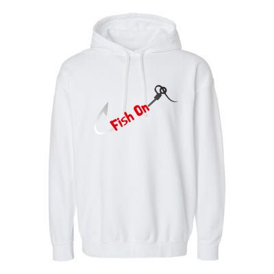 Fish On Fisherman Bass Fish Fishing Hook Joke Funny Quote Garment-Dyed Fleece Hoodie