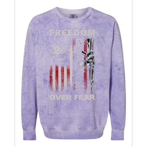 Freedom Over Fear 2nd Adt Patriotic Progun Gift Colorblast Crewneck Sweatshirt