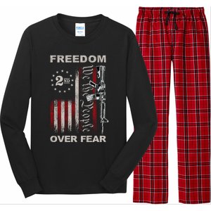 Freedom Over Fear 2nd Adt Patriotic Progun Gift Long Sleeve Pajama Set