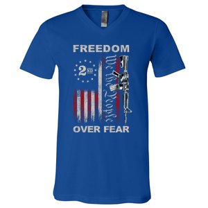 Freedom Over Fear 2nd Adt Patriotic Progun Gift V-Neck T-Shirt