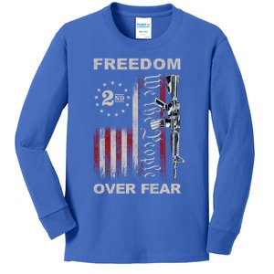 Freedom Over Fear 2nd Adt Patriotic Progun Gift Kids Long Sleeve Shirt