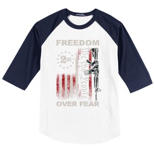 Freedom Over Fear 2nd Adt Patriotic Progun Gift Baseball Sleeve Shirt