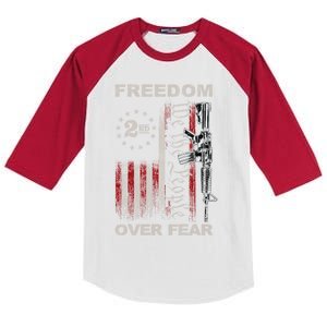 Freedom Over Fear 2nd Adt Patriotic Progun Gift Kids Colorblock Raglan Jersey